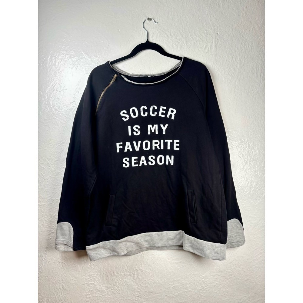 Soccer Is My Favorite Season Sweatshirt Women XL Black Blokecore Athleisure Gym